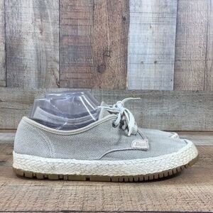 GH Bass & Co Tan Canvas Sneakers Espadrille Shoes Womens 8.5M Lace Up